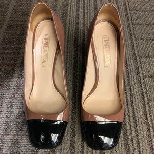 Prada Patent Leather Square Cap Toe Pumps